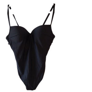 SPIEGEL black one piece swimsuit with cross-cross stretch accent on each side 14